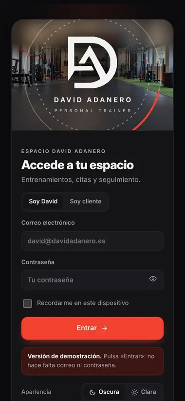 App de David Adanero en el móvil