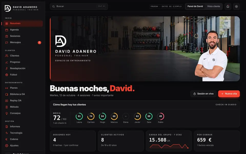 App de David Adanero, entrenador personal