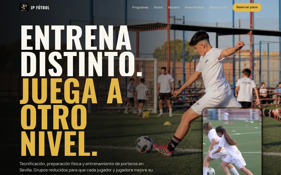 Web de JP Fútbol diseñada por KREA